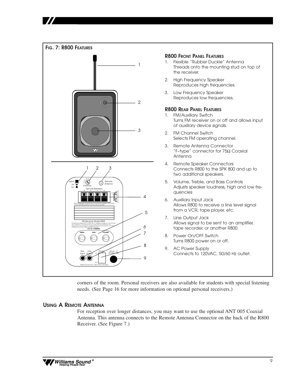 R800 f, R800 r, Williams sound | Williams Sound CFM 400 User Manual | Page 8 / 19