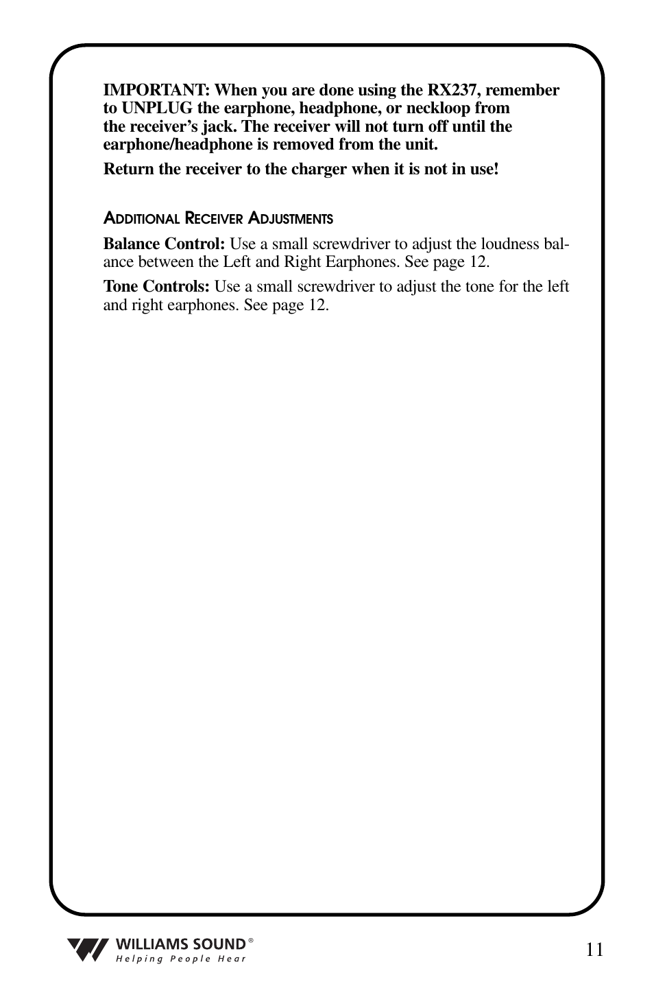 Williams Sound WIR 239 User Manual | Page 11 / 24