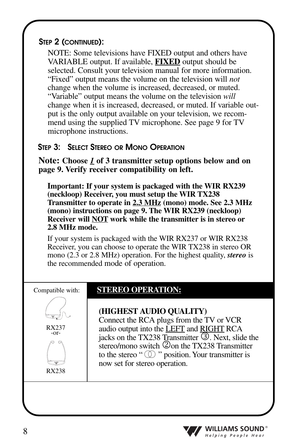 Williams Sound WIR 239 User Manual | Page 8 / 24