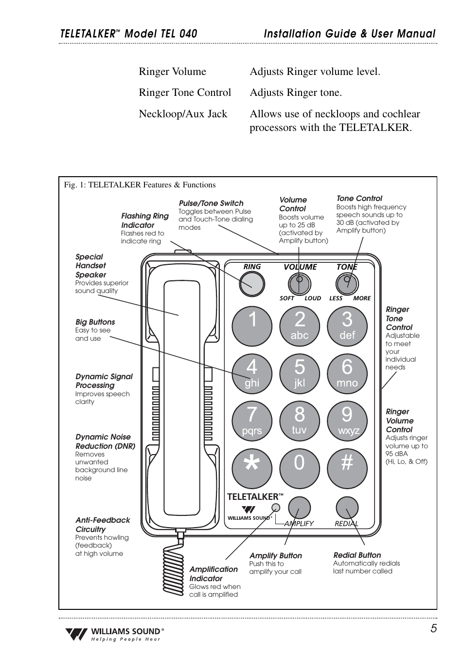 5teletalker, Model tel 040 installation guide & user manual | Williams Sound TEL 040 User Manual | Page 5 / 16