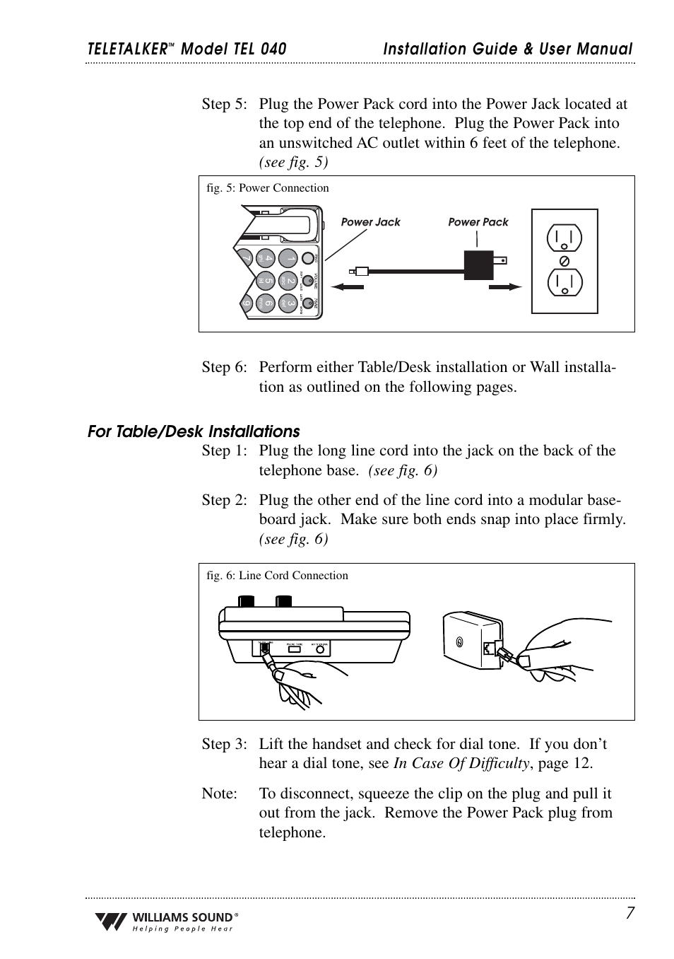 Williams Sound TEL 040 User Manual | Page 7 / 16