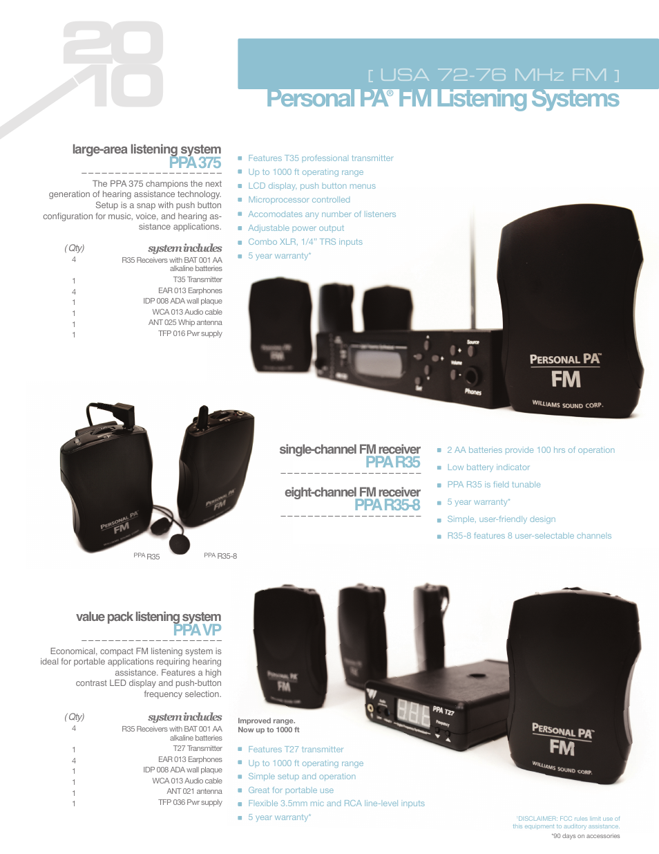 Williams Sound PPA 375 User Manual | 2 pages