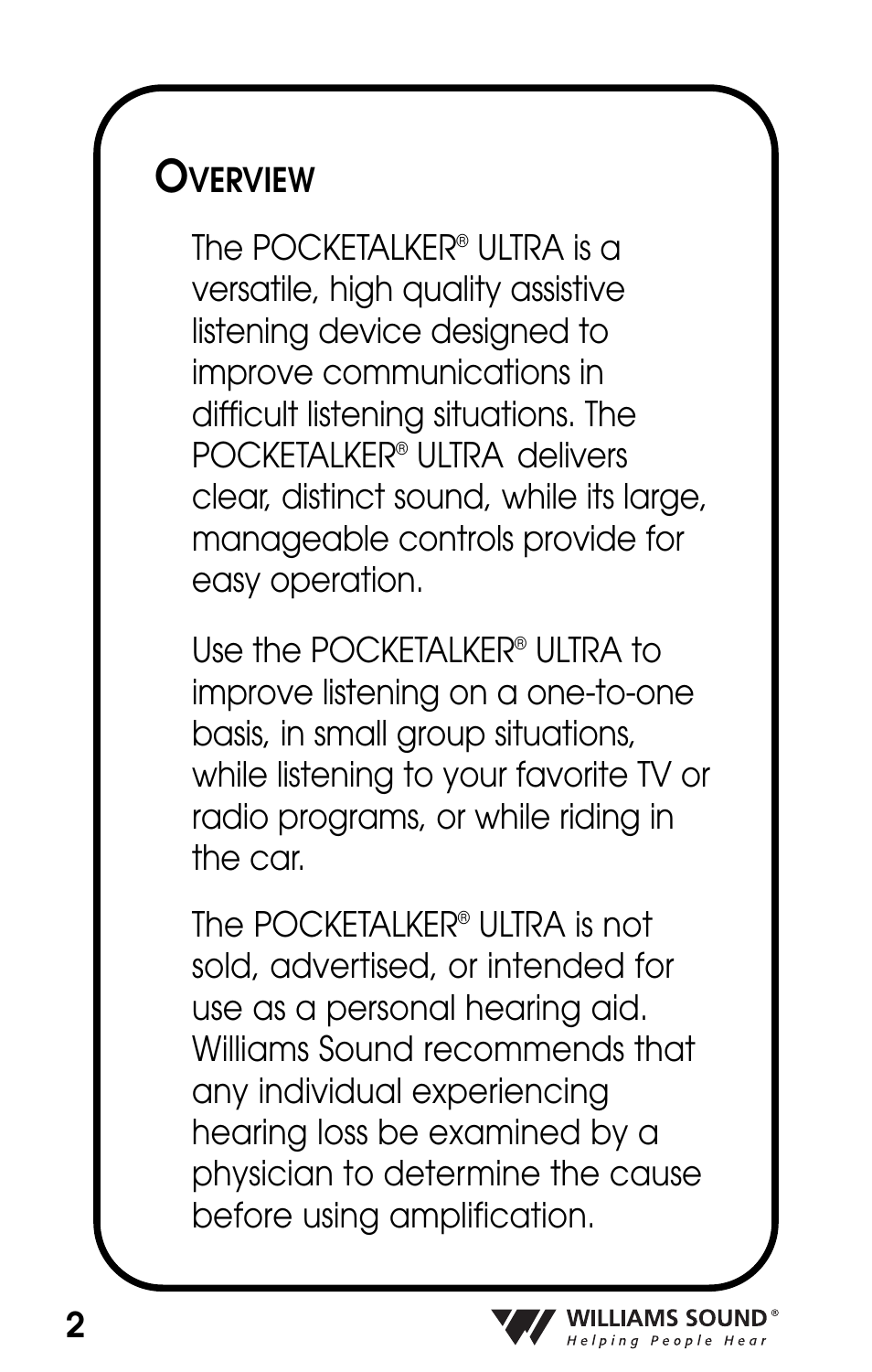 Williams Sound POCKETALKER PKT D1 User Manual | Page 2 / 80