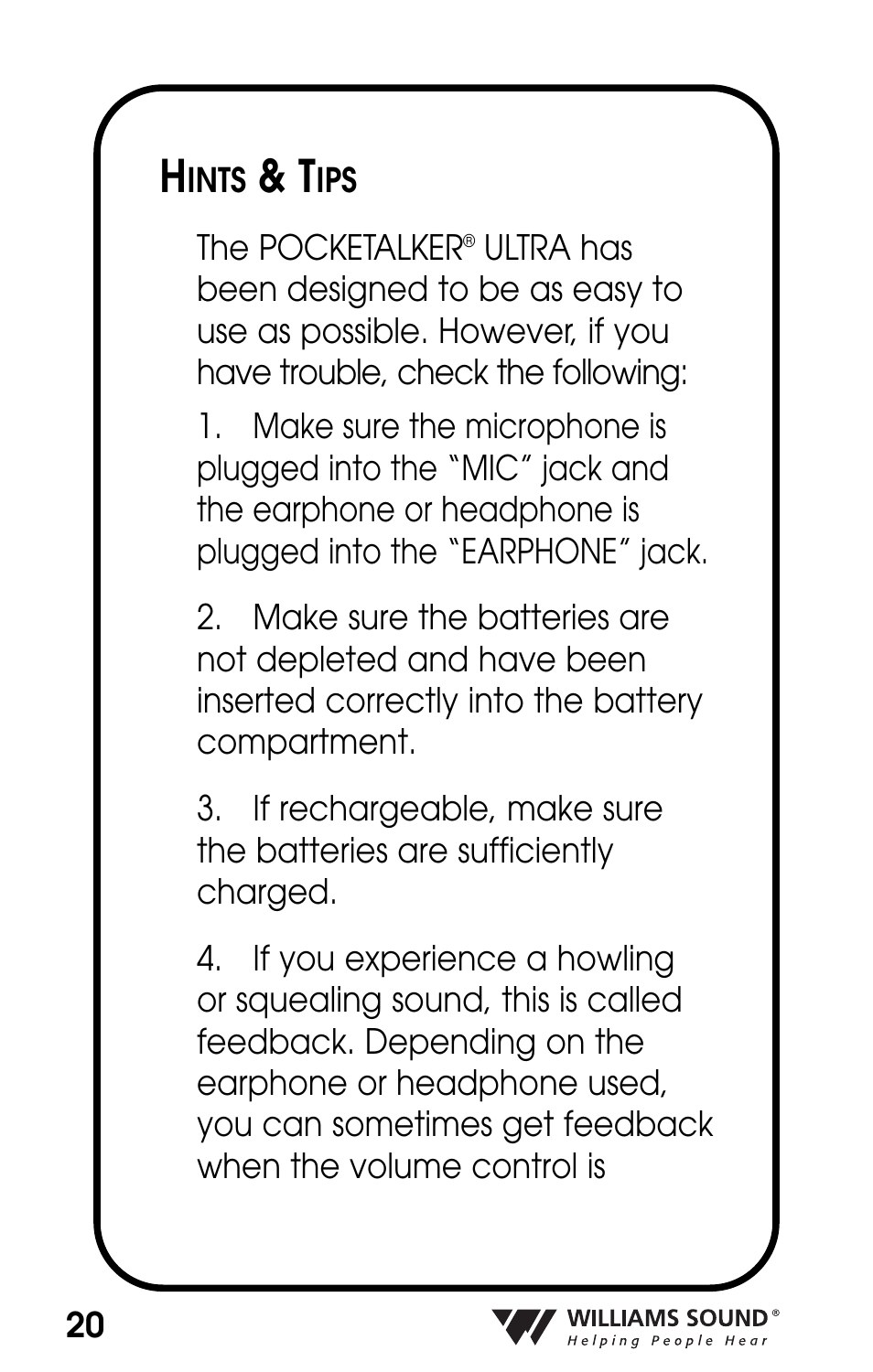 Williams Sound POCKETALKER PKT D1 User Manual | Page 20 / 80