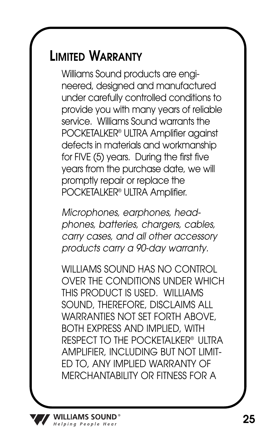 Williams Sound POCKETALKER PKT D1 User Manual | Page 25 / 80