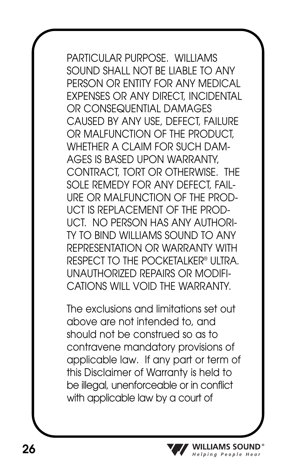 Williams Sound POCKETALKER PKT D1 User Manual | Page 26 / 80