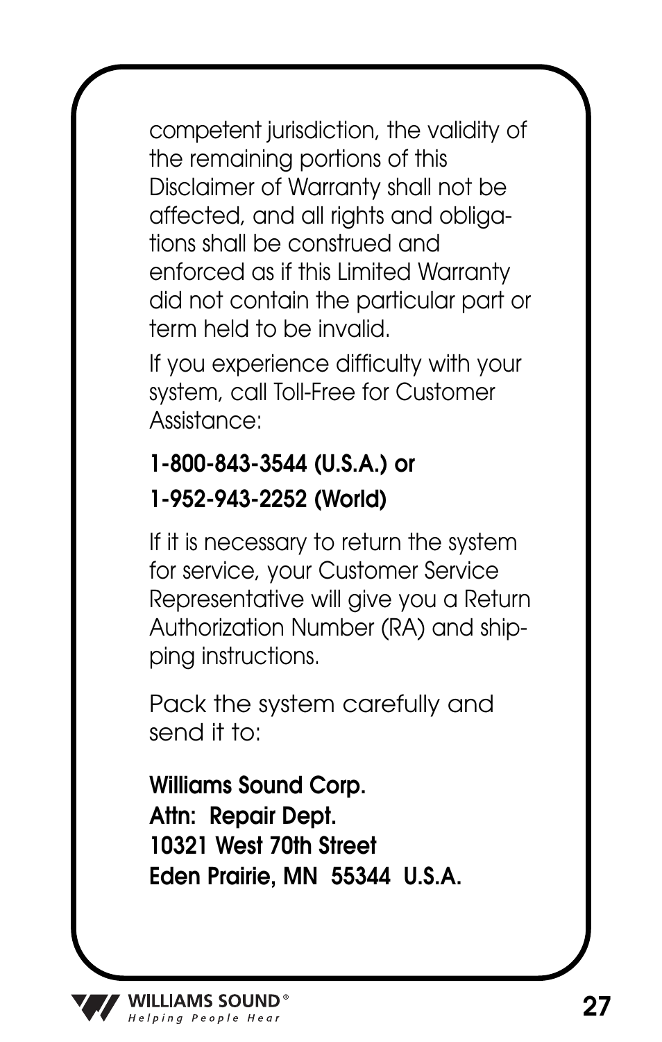 Williams Sound POCKETALKER PKT D1 User Manual | Page 27 / 80