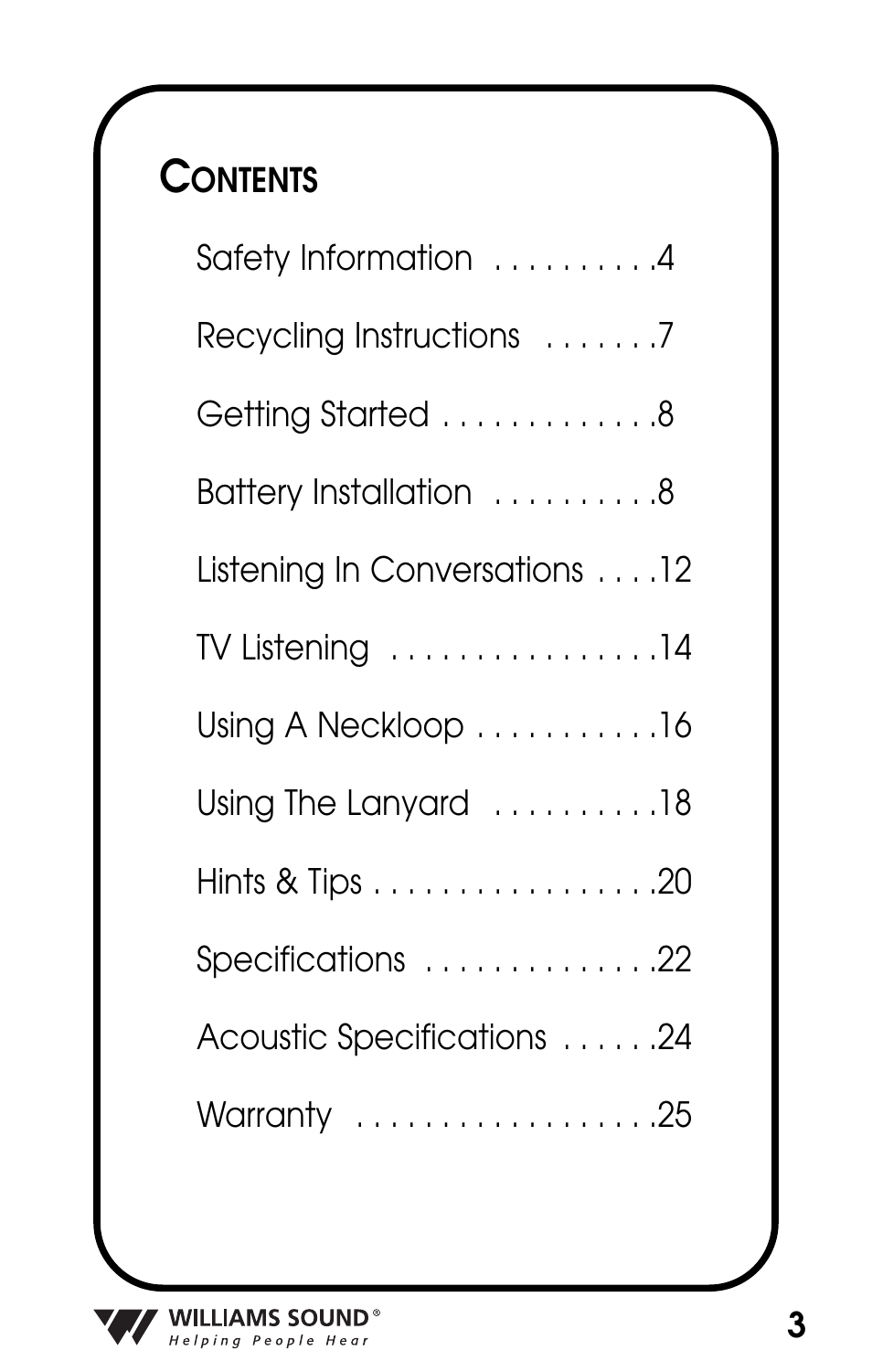 Williams Sound POCKETALKER PKT D1 User Manual | Page 3 / 80