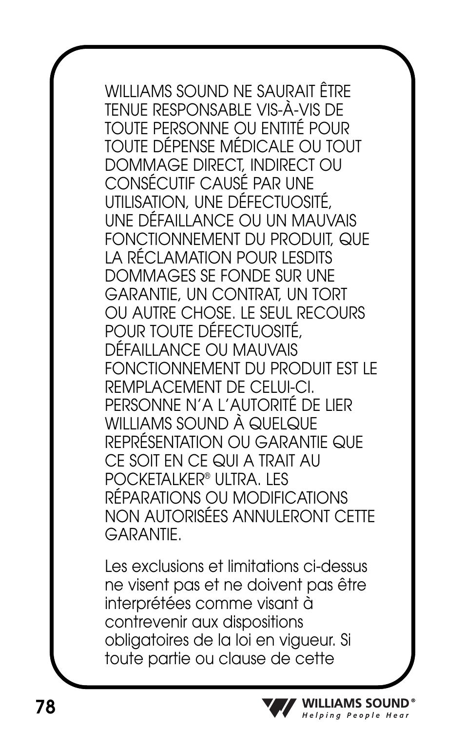 Williams Sound POCKETALKER PKT D1 User Manual | Page 78 / 80