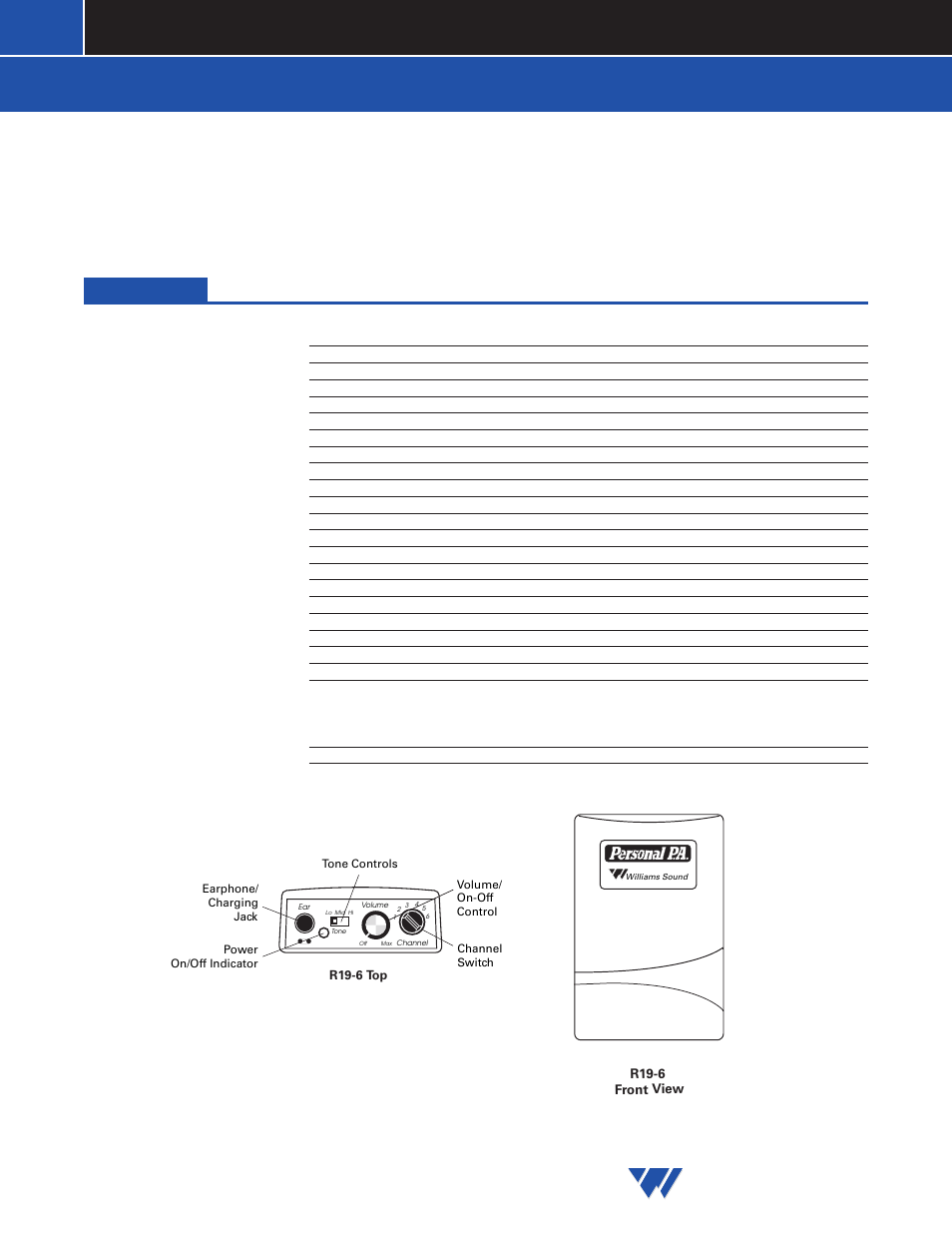 Williams Sound PPA R19-6 User Manual | 2 pages