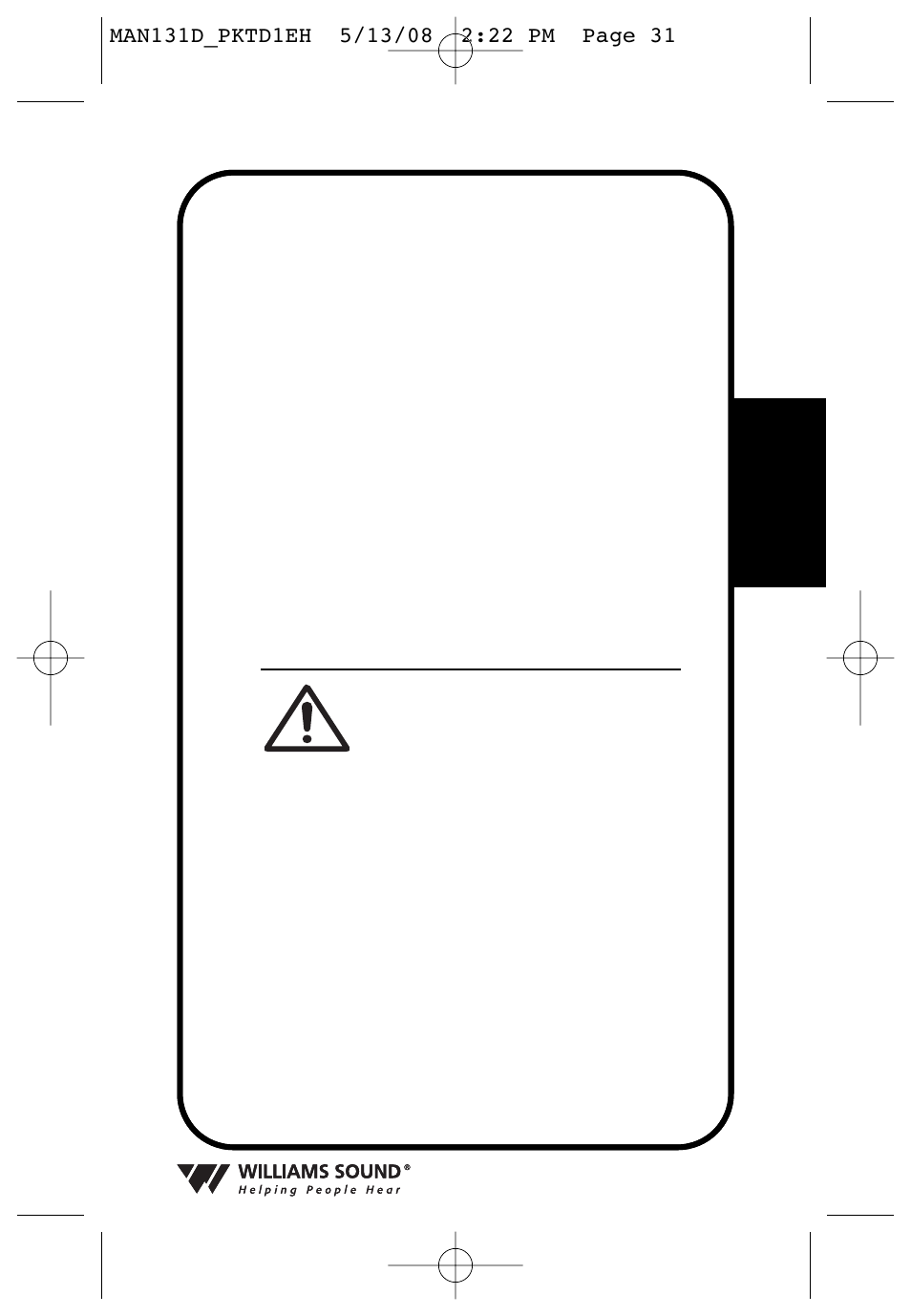 Precaución | Williams Sound PKT D1 User Manual | Page 31 / 80