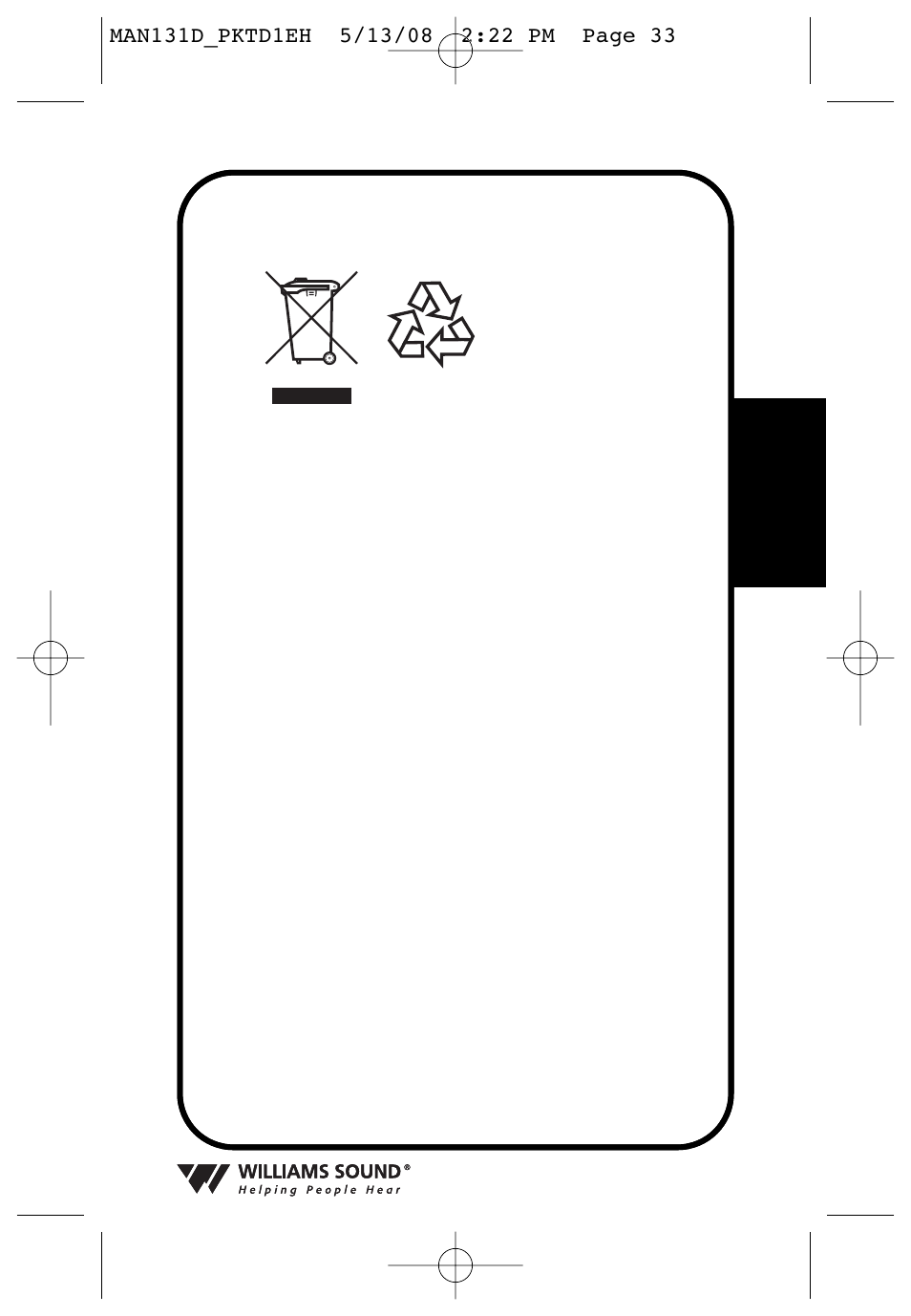 Instrucciones de reciclaje | Williams Sound PKT D1 User Manual | Page 33 / 80