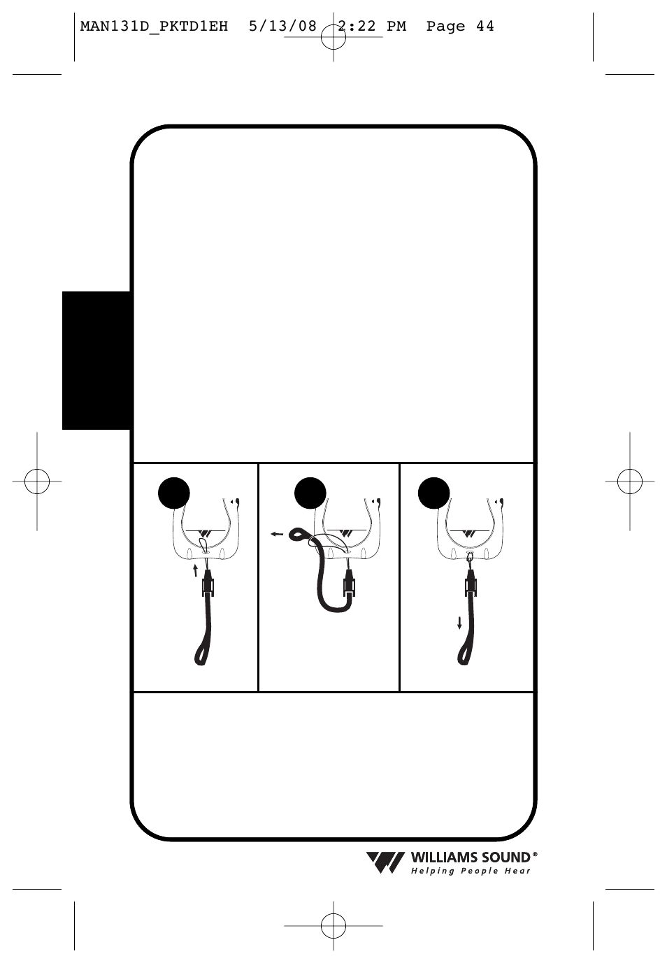 Cómo usar el cordón colgante, Instalación del cordón colgante (rcs 003) | Williams Sound PKT D1 User Manual | Page 44 / 80