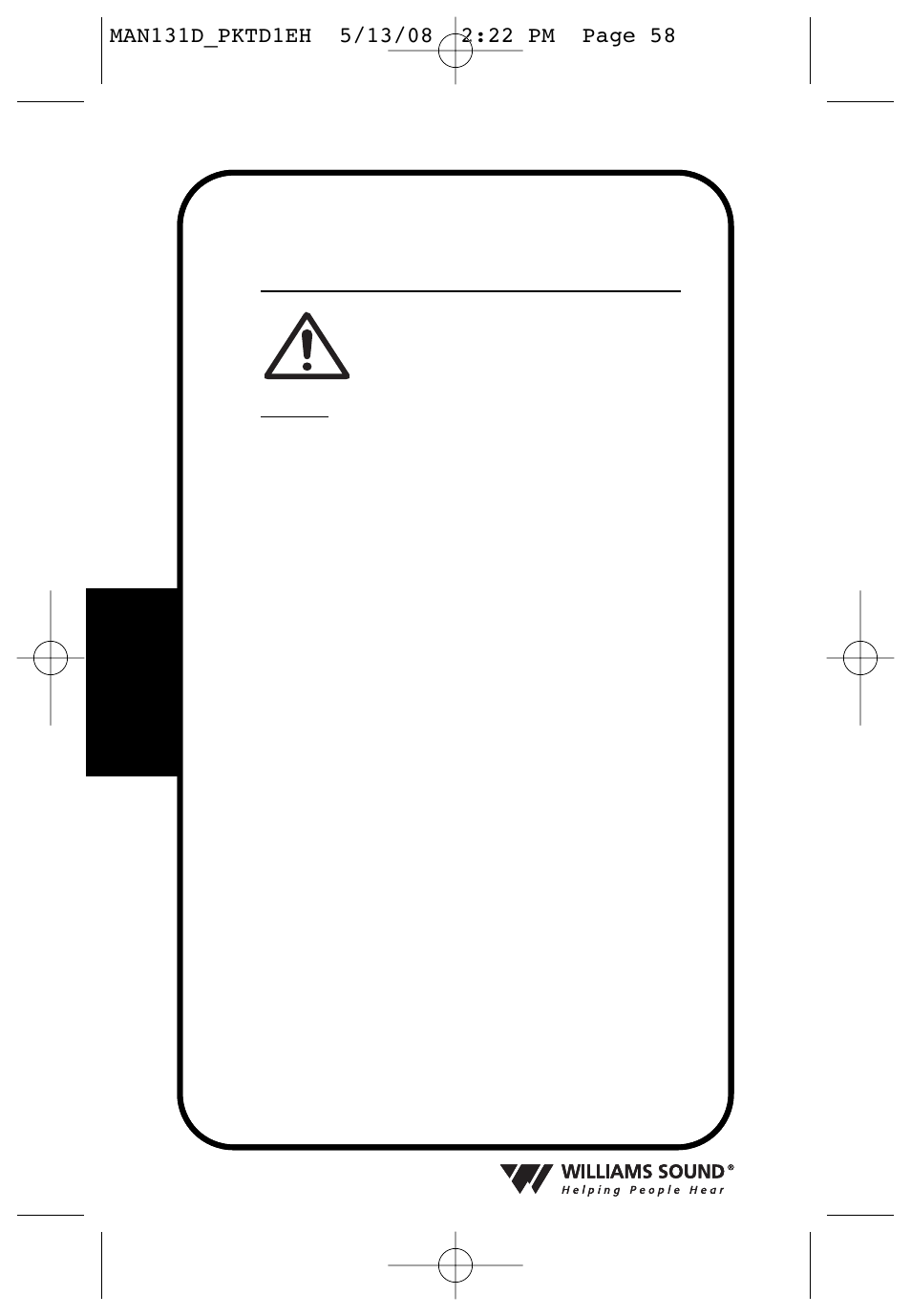 Attention | Williams Sound PKT D1 User Manual | Page 58 / 80