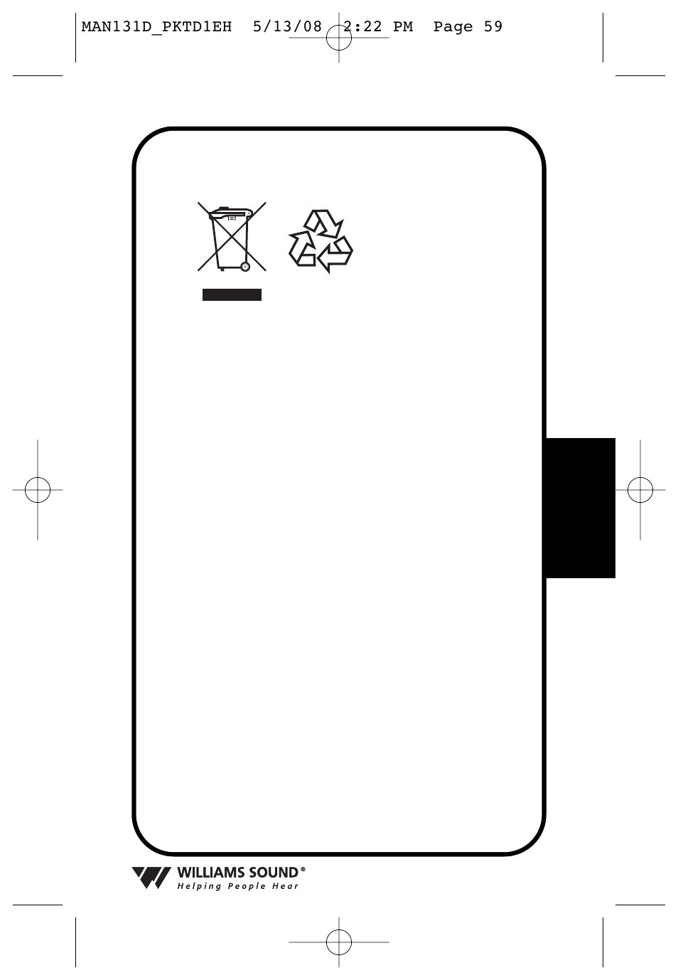 Instructions pour le recyclage | Williams Sound PKT D1 User Manual | Page 59 / 80