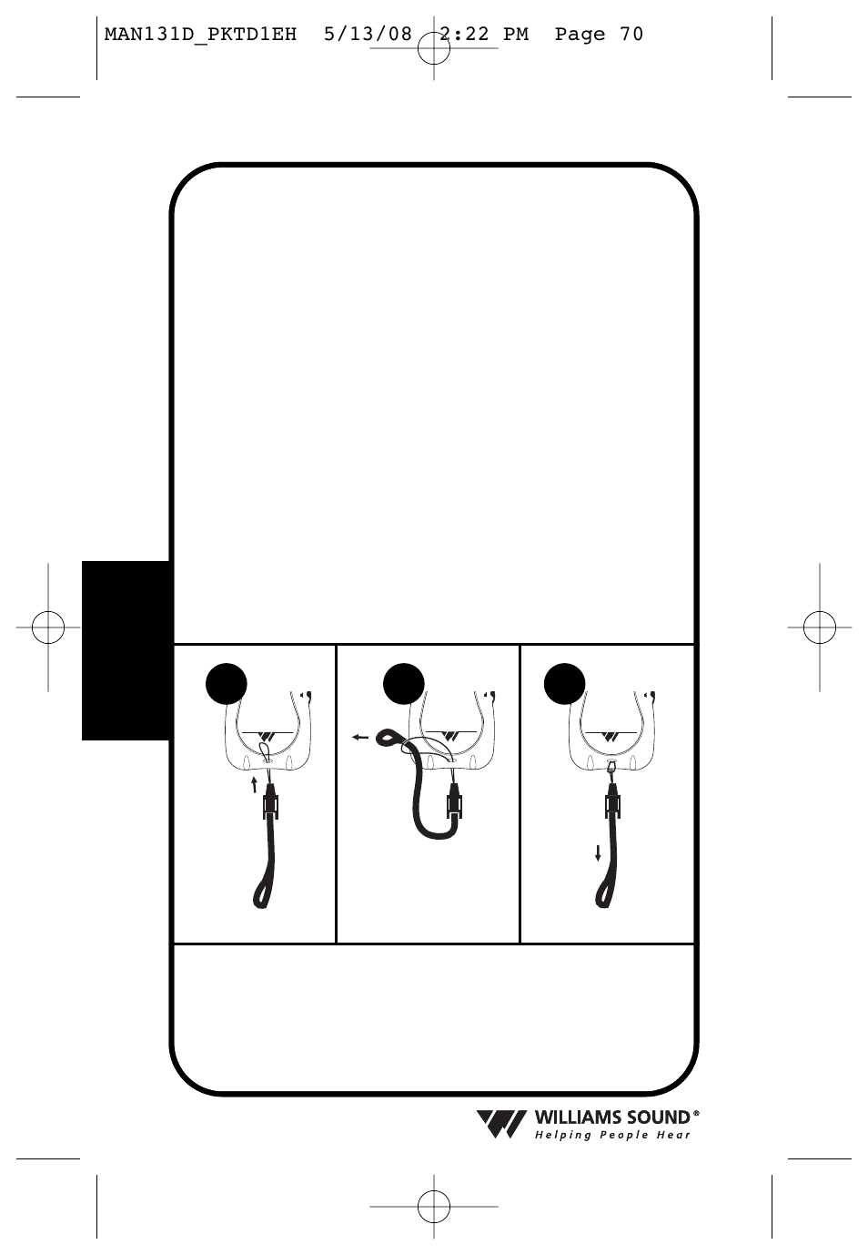 Utilisation du cordon, Installation du cordon (rcs 003) | Williams Sound PKT D1 User Manual | Page 70 / 80