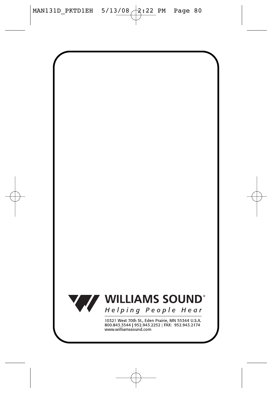 Williams Sound PKT D1 User Manual | Page 80 / 80