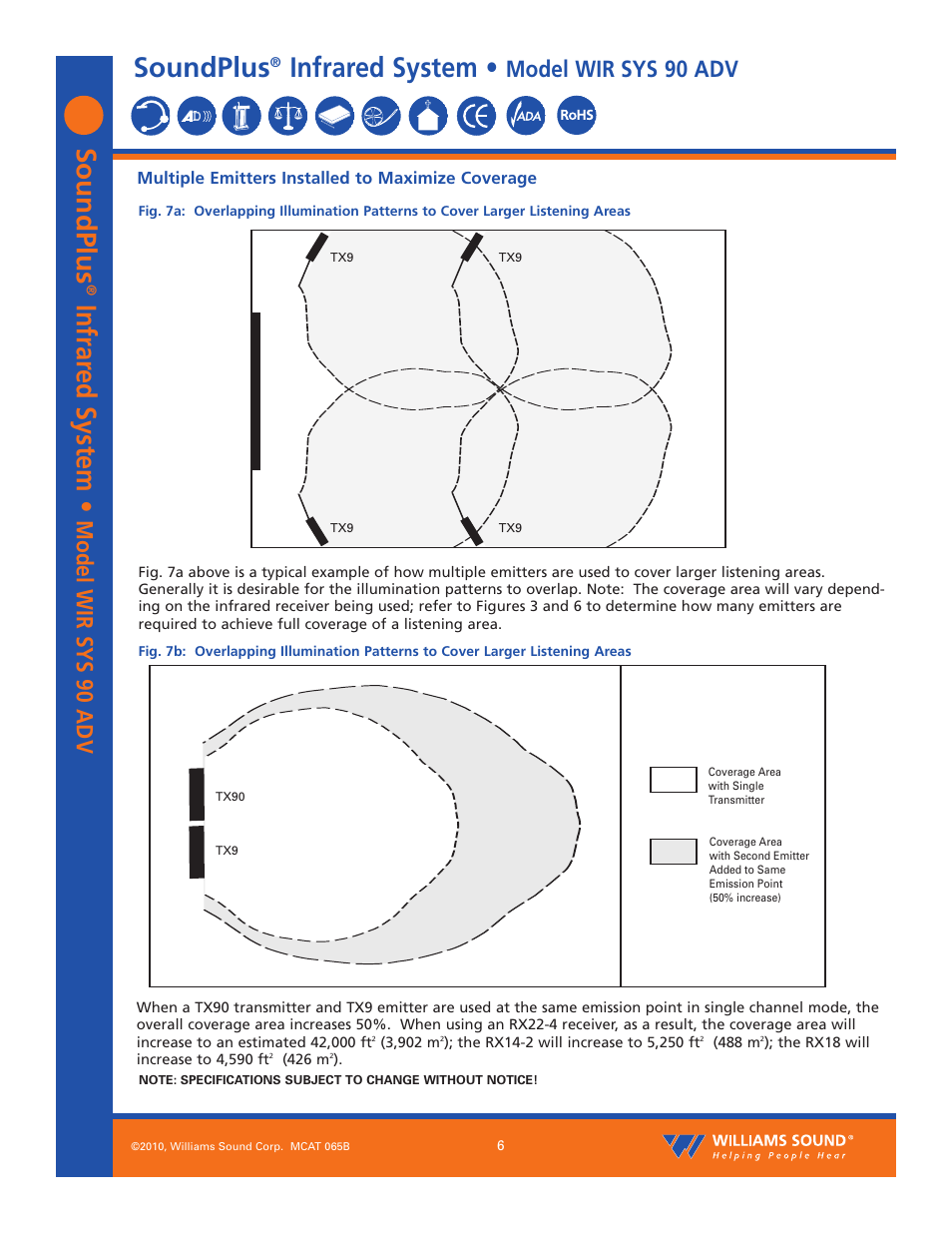 Soundplus, Infrared system, Model wir sys 90 adv | Williams Sound SoundPlus Infrared System WIR SYS 90 PRO User Manual | Page 6 / 10