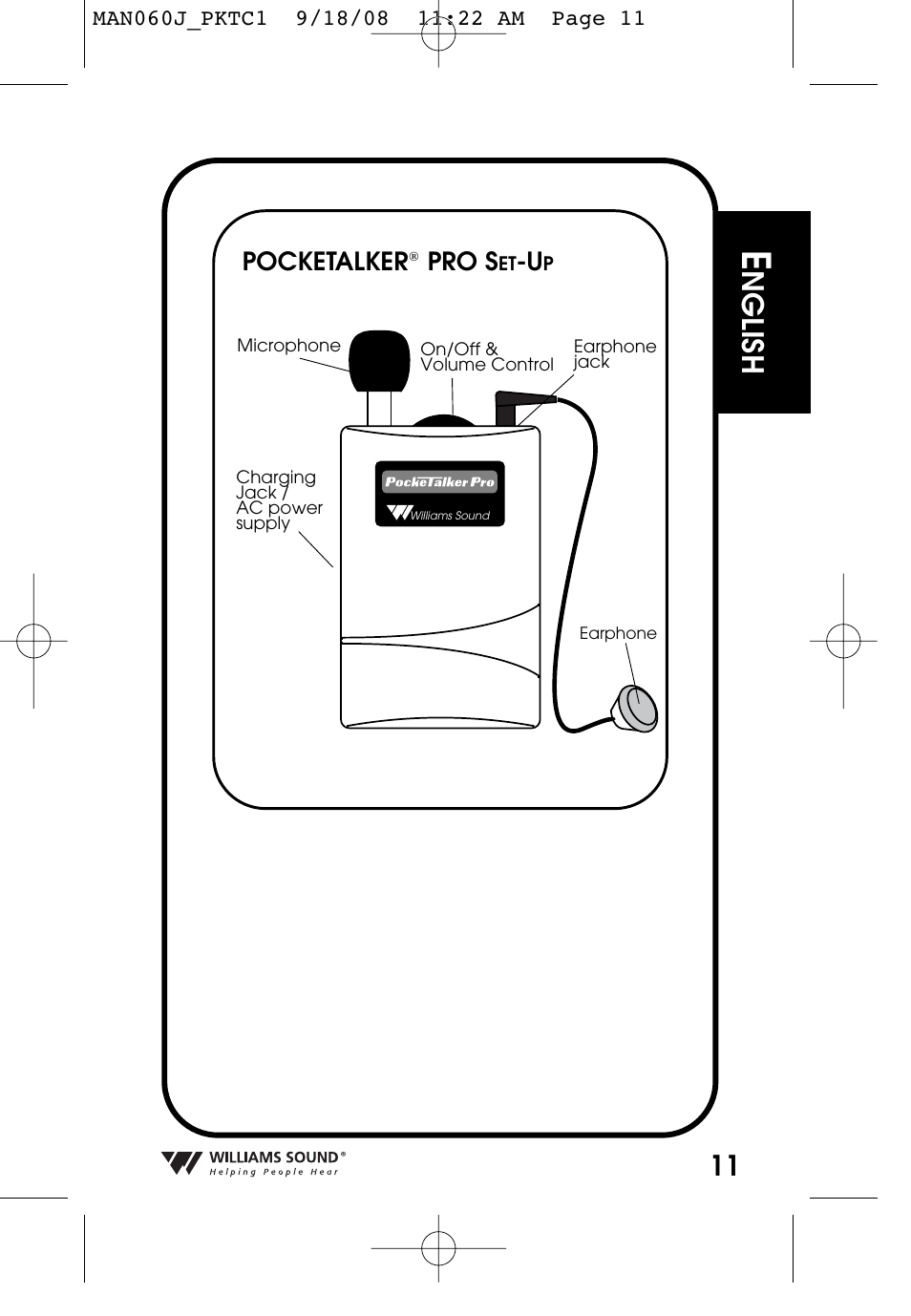 Nglish, Pocketalker, Pro s | Williams Sound Personal Amplifier User Manual | Page 11 / 116