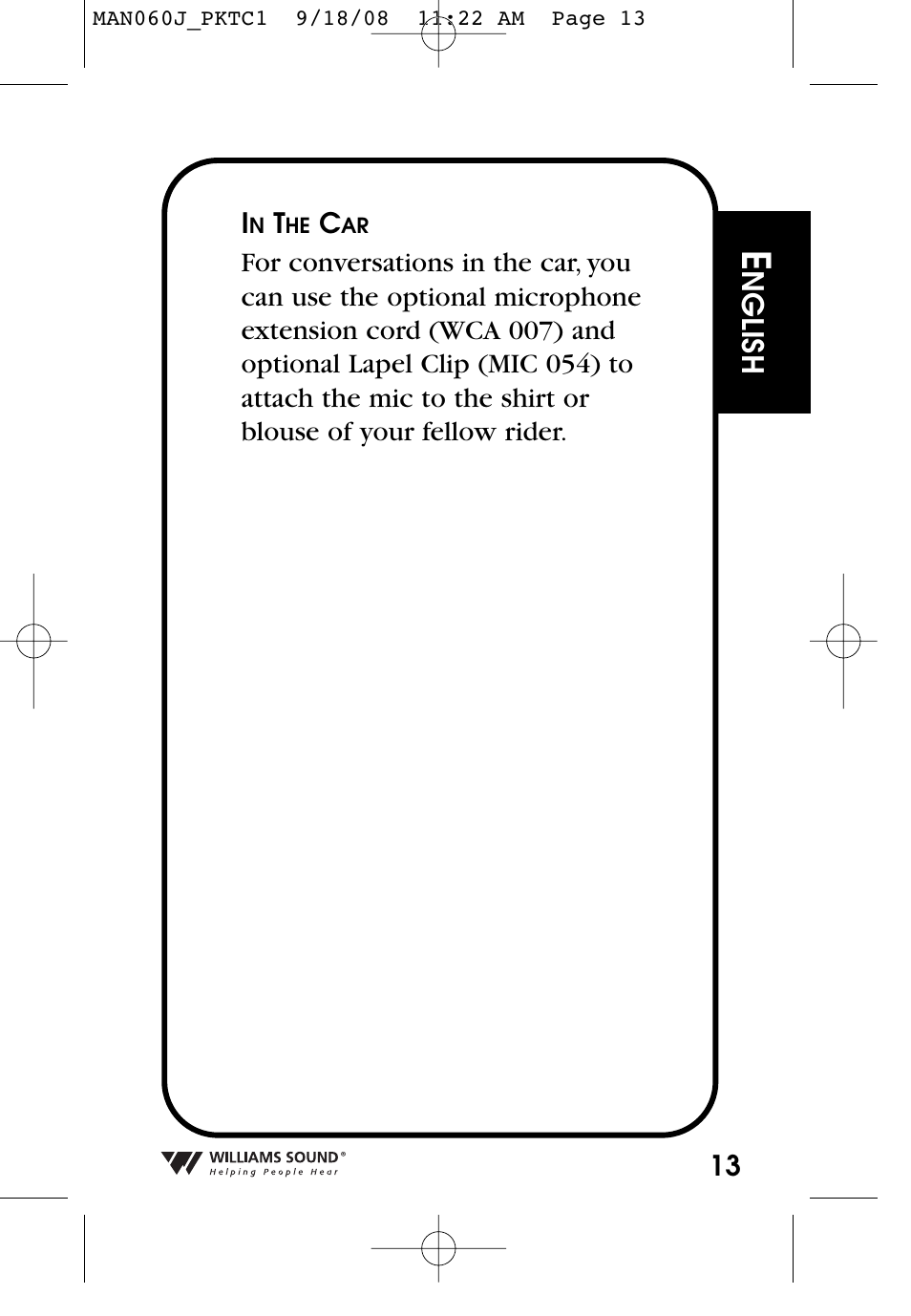 Williams Sound Personal Amplifier User Manual | Page 13 / 116