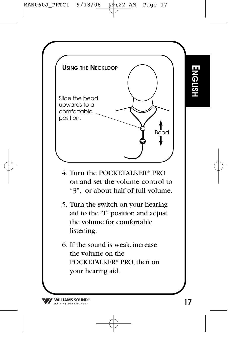 Nglish | Williams Sound Personal Amplifier User Manual | Page 17 / 116