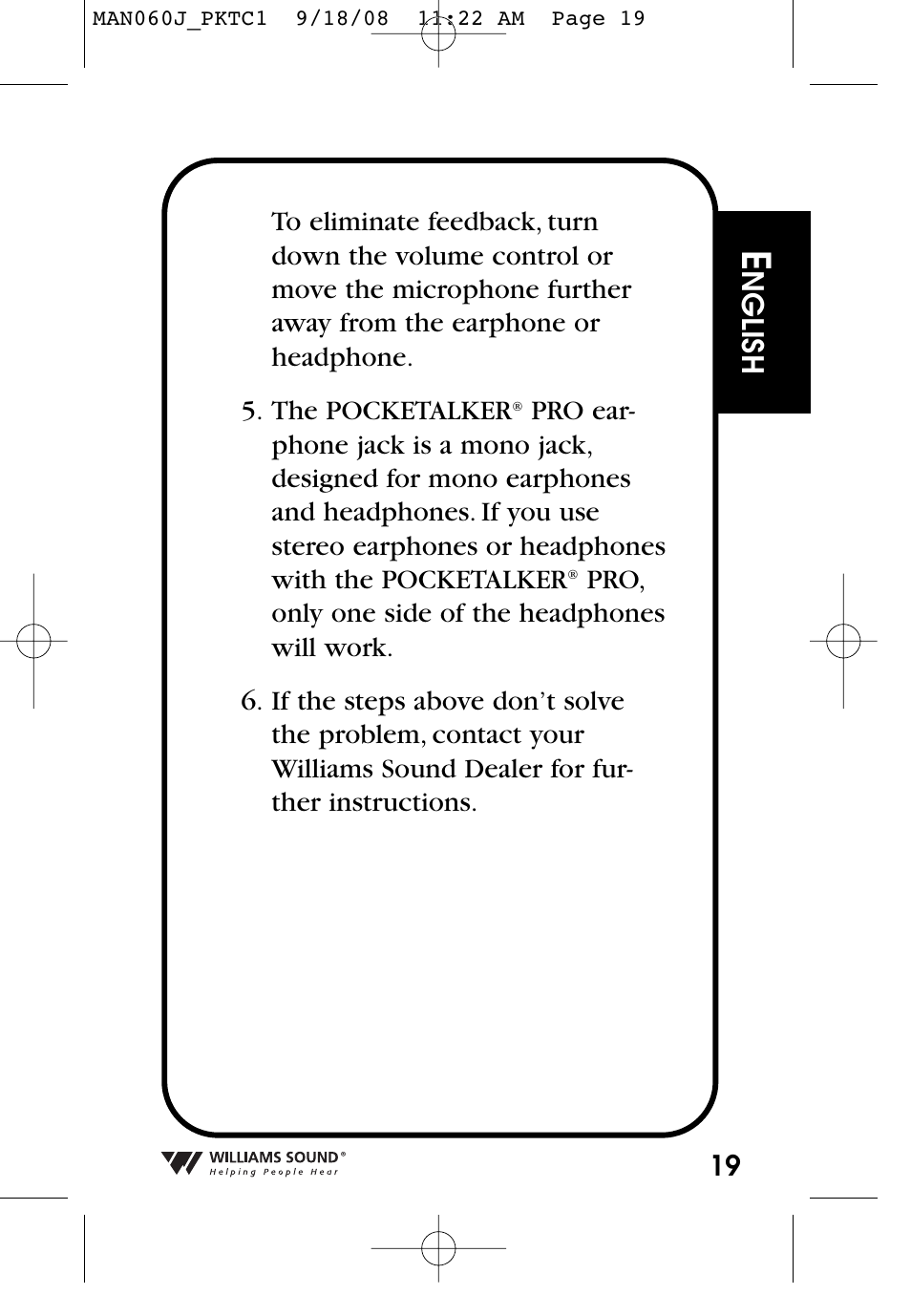 Williams Sound Personal Amplifier User Manual | Page 19 / 116