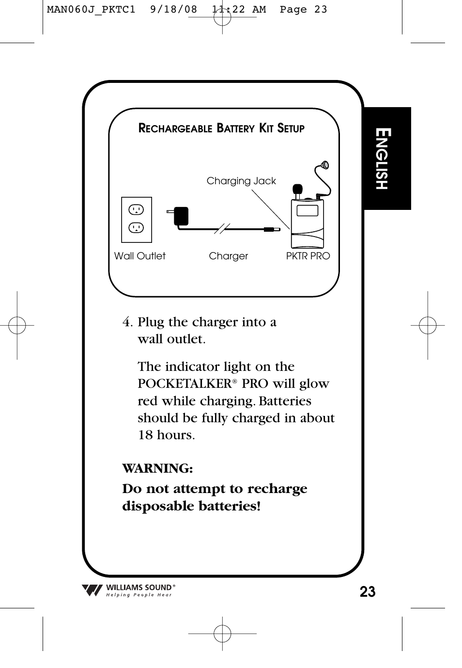 Nglish | Williams Sound Personal Amplifier User Manual | Page 23 / 116