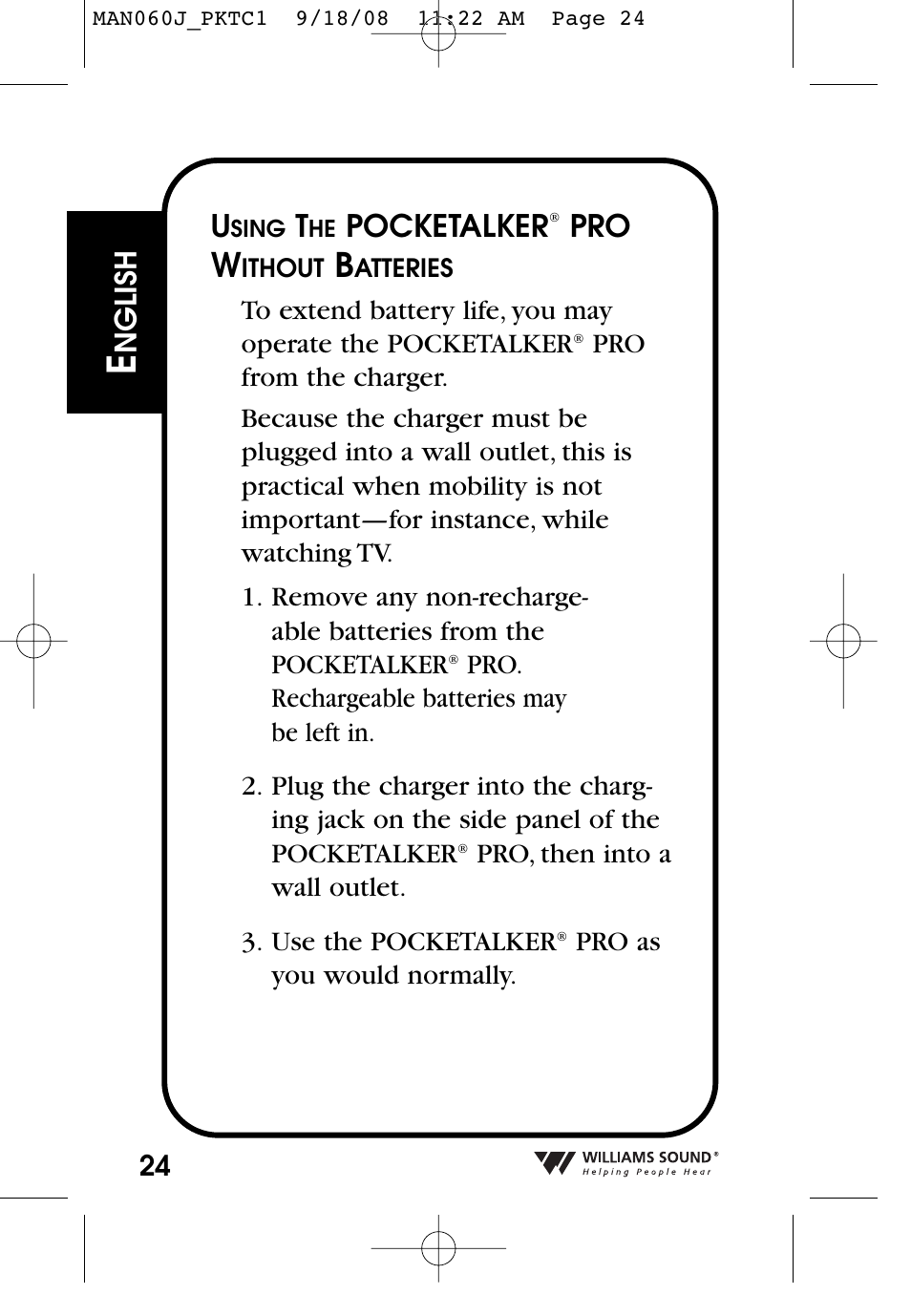 Pocketalker | Williams Sound Personal Amplifier User Manual | Page 24 / 116