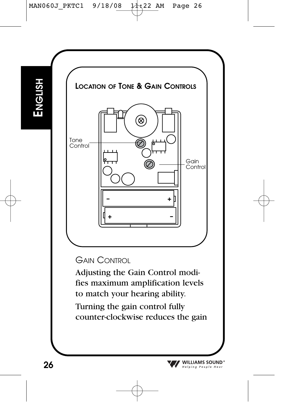 Nglish | Williams Sound Personal Amplifier User Manual | Page 26 / 116