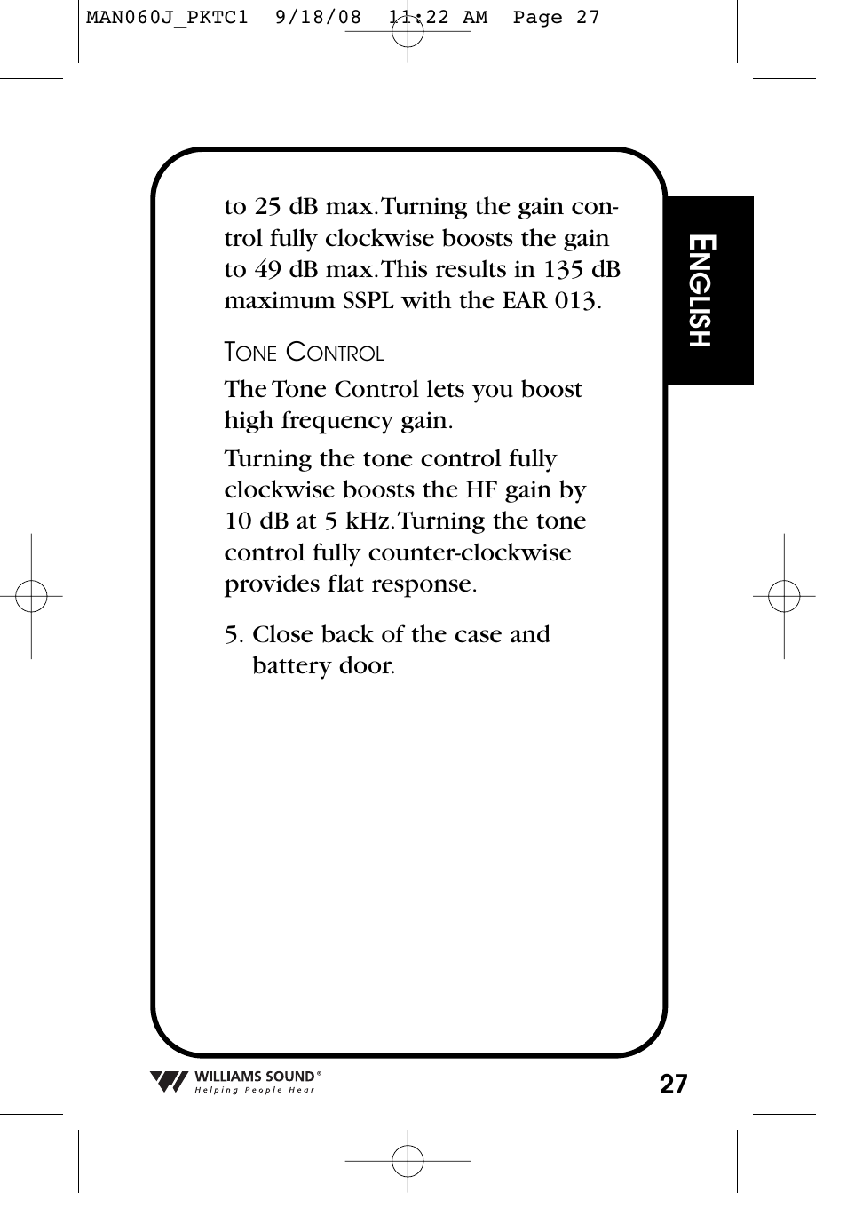 Williams Sound Personal Amplifier User Manual | Page 27 / 116