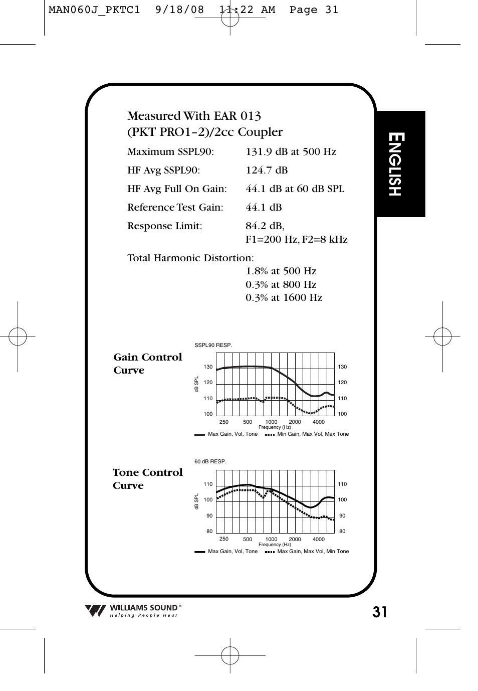 Nglish | Williams Sound Personal Amplifier User Manual | Page 31 / 116