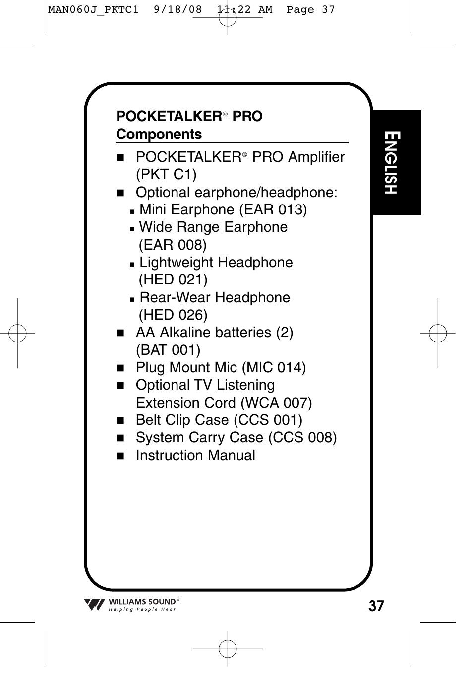 Williams Sound Personal Amplifier User Manual | Page 37 / 116