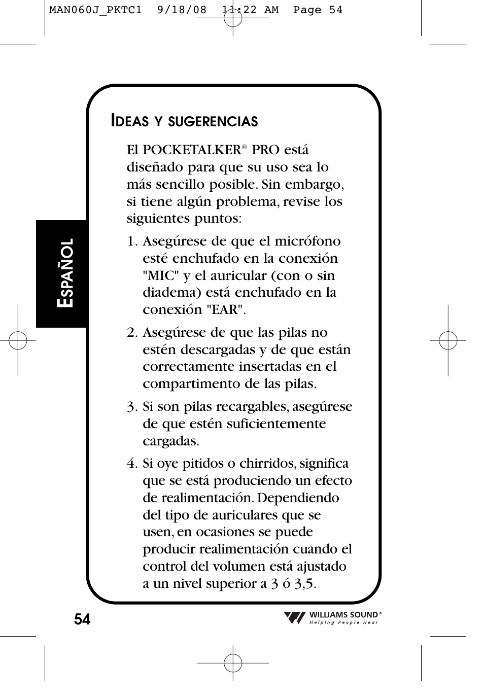 Williams Sound Personal Amplifier User Manual | Page 54 / 116