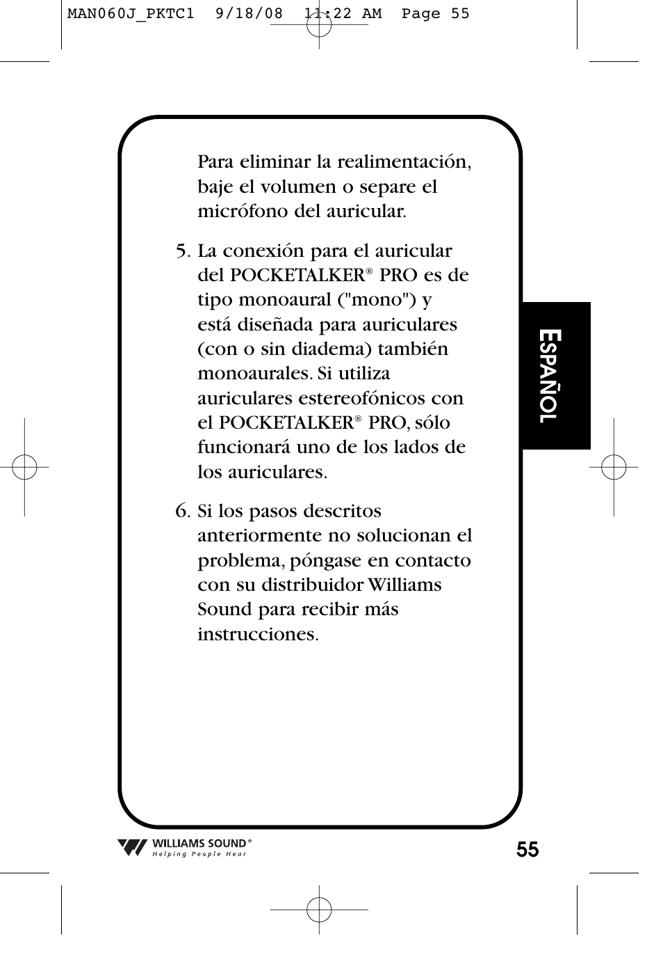 Williams Sound Personal Amplifier User Manual | Page 55 / 116