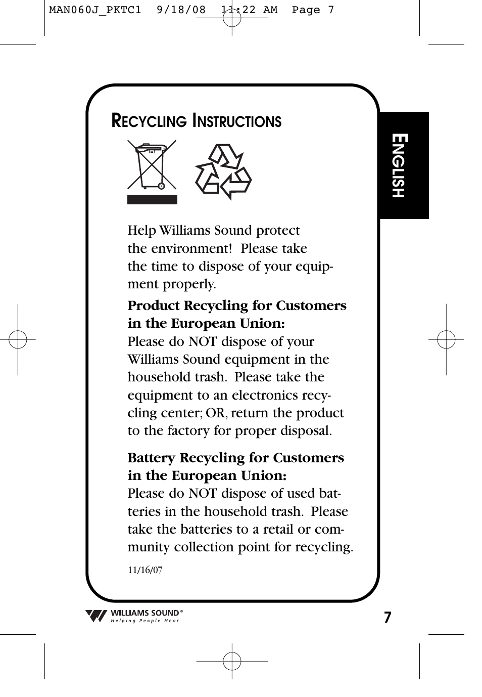 Williams Sound Personal Amplifier User Manual | Page 7 / 116