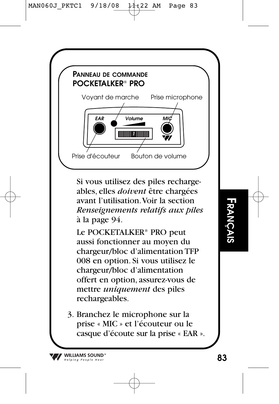 Rançais | Williams Sound Personal Amplifier User Manual | Page 83 / 116