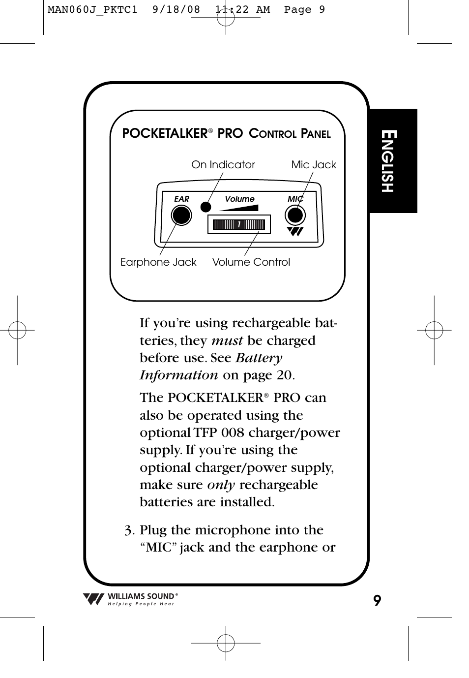 Nglish | Williams Sound Personal Amplifier User Manual | Page 9 / 116