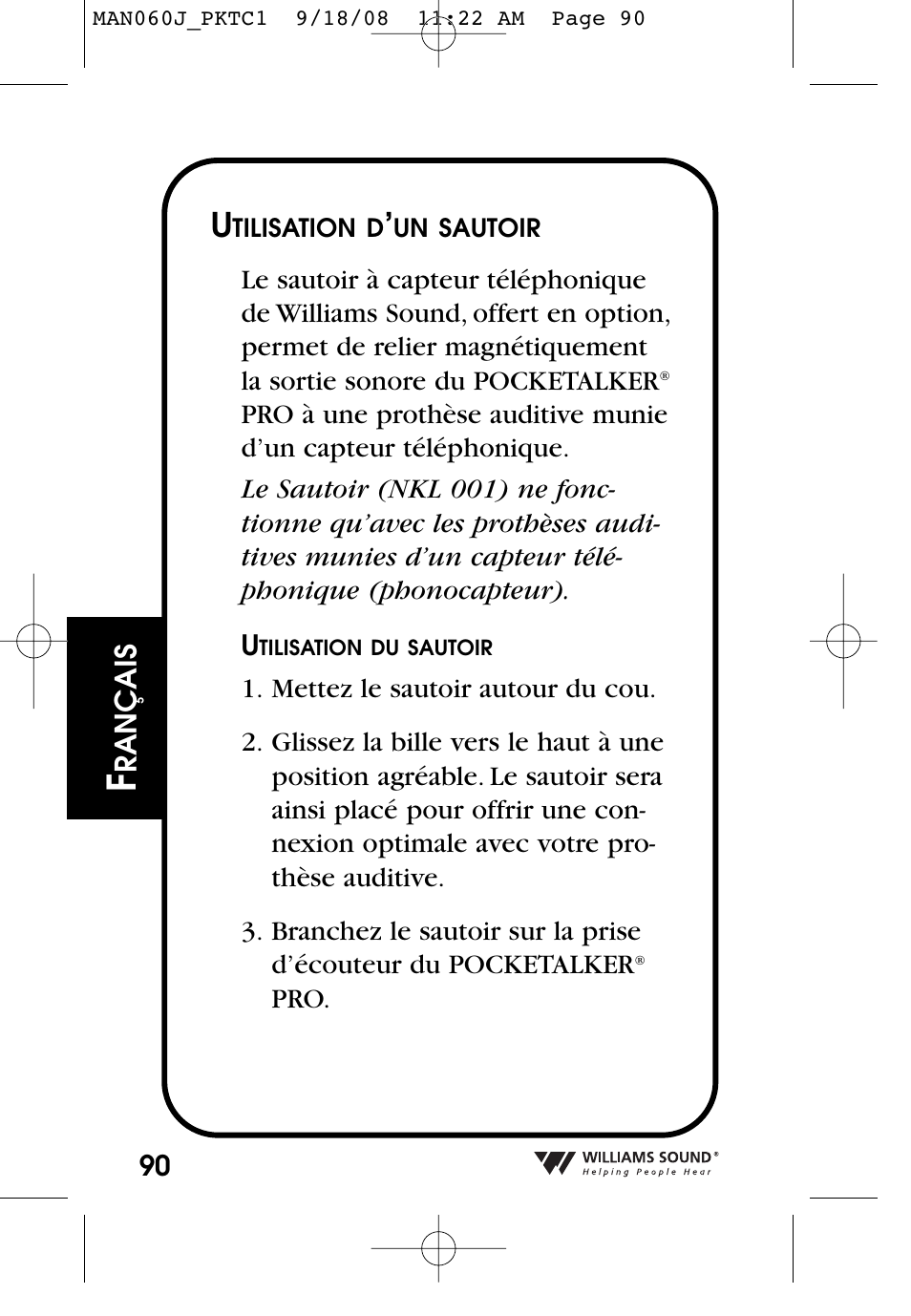 Williams Sound Personal Amplifier User Manual | Page 90 / 116