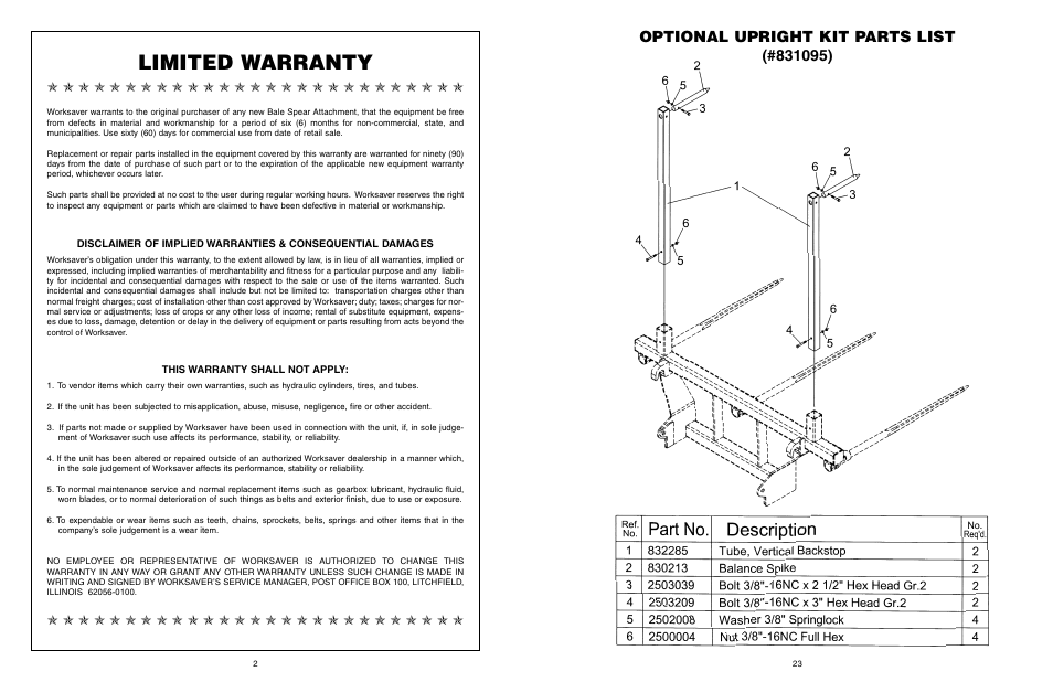 Limited warranty | Worksaver GLB-330 User Manual | Page 24 / 25