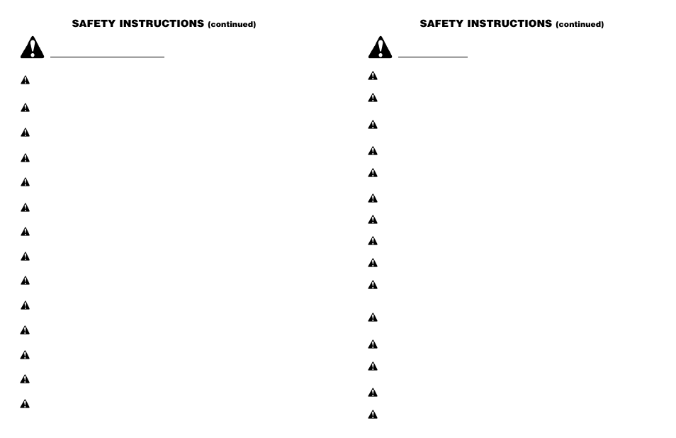 Safety instructions, Continued) | Worksaver PALLET FORK PF-448 User Manual | Page 10 / 20