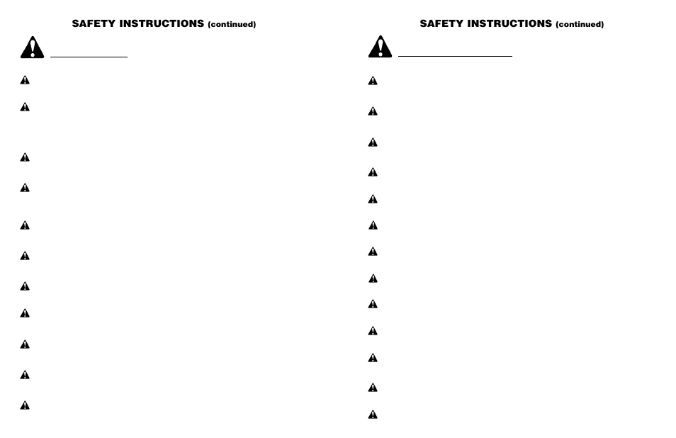 Safety instructions, Continued) | Worksaver PALLET FORK PF-448 User Manual | Page 9 / 20