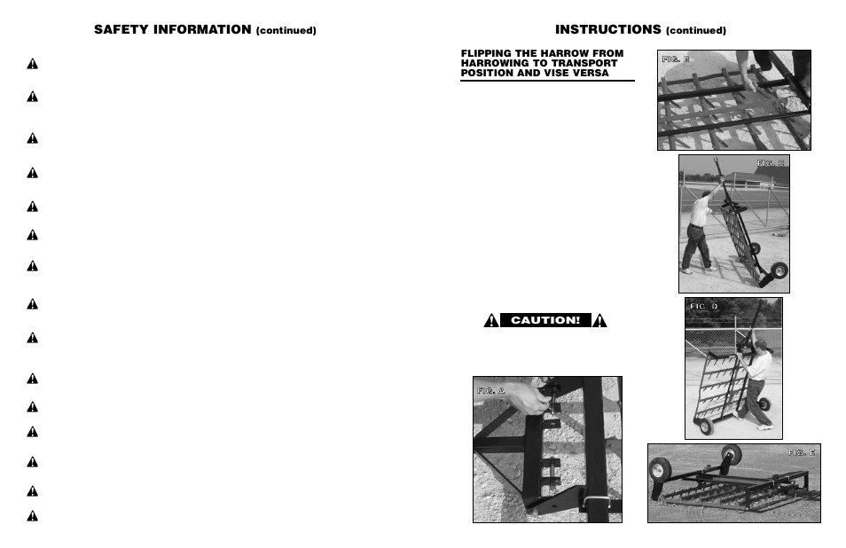 Safety information, Instructions, Continued) | Continued) caution | Worksaver Flip Over FOH-5 User Manual | Page 11 / 16