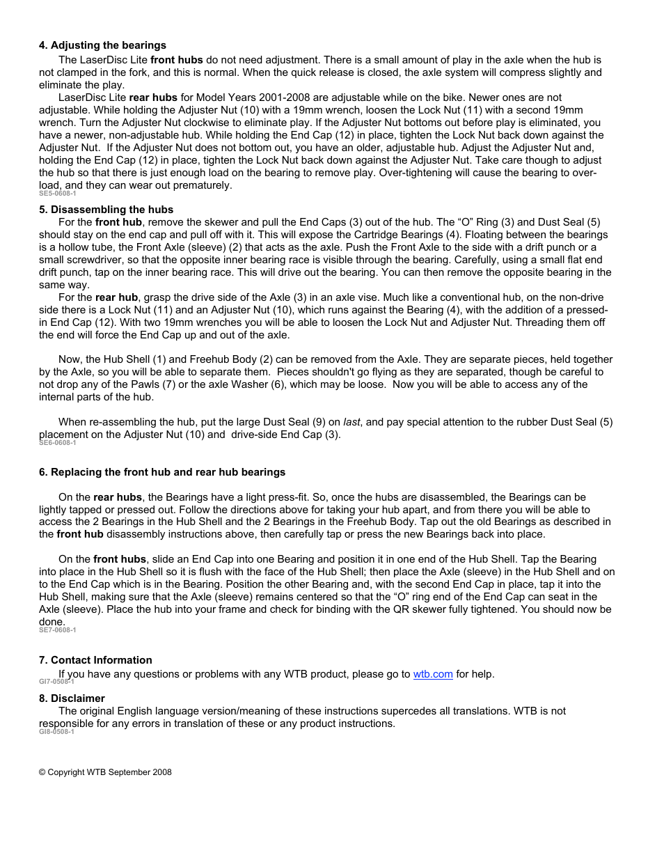 WTB LaserDisc Lite Hubs N/A User Manual | Page 3 / 3