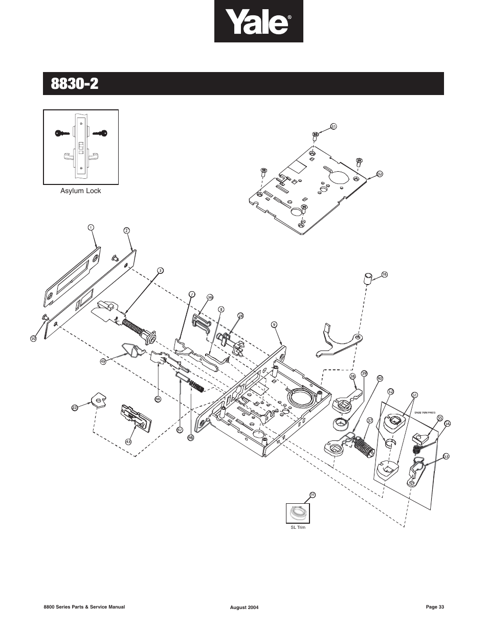 Asylum lock | Yale MORTISE 8800 SERIES User Manual | Page 33 / 54