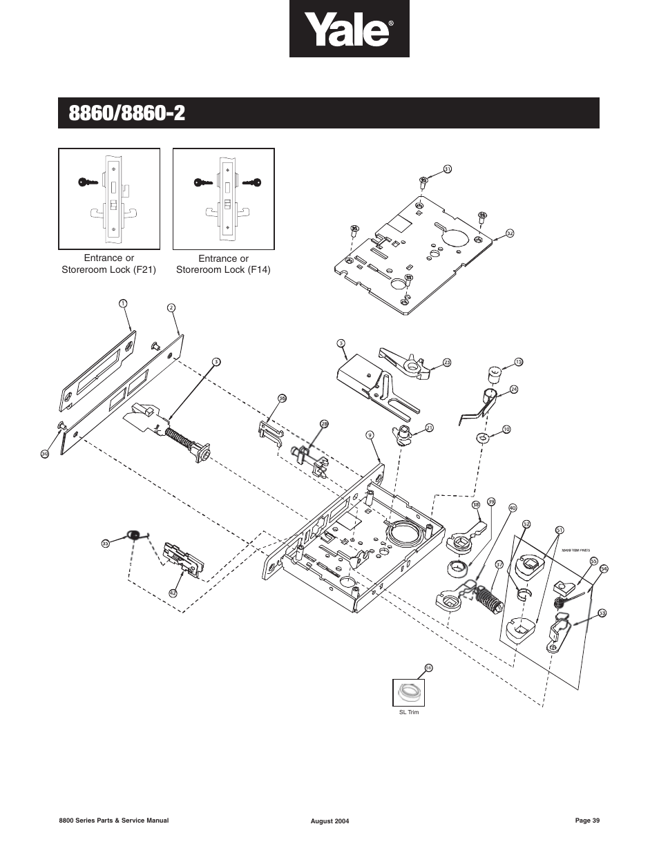 Yale MORTISE 8800 SERIES User Manual | Page 39 / 54