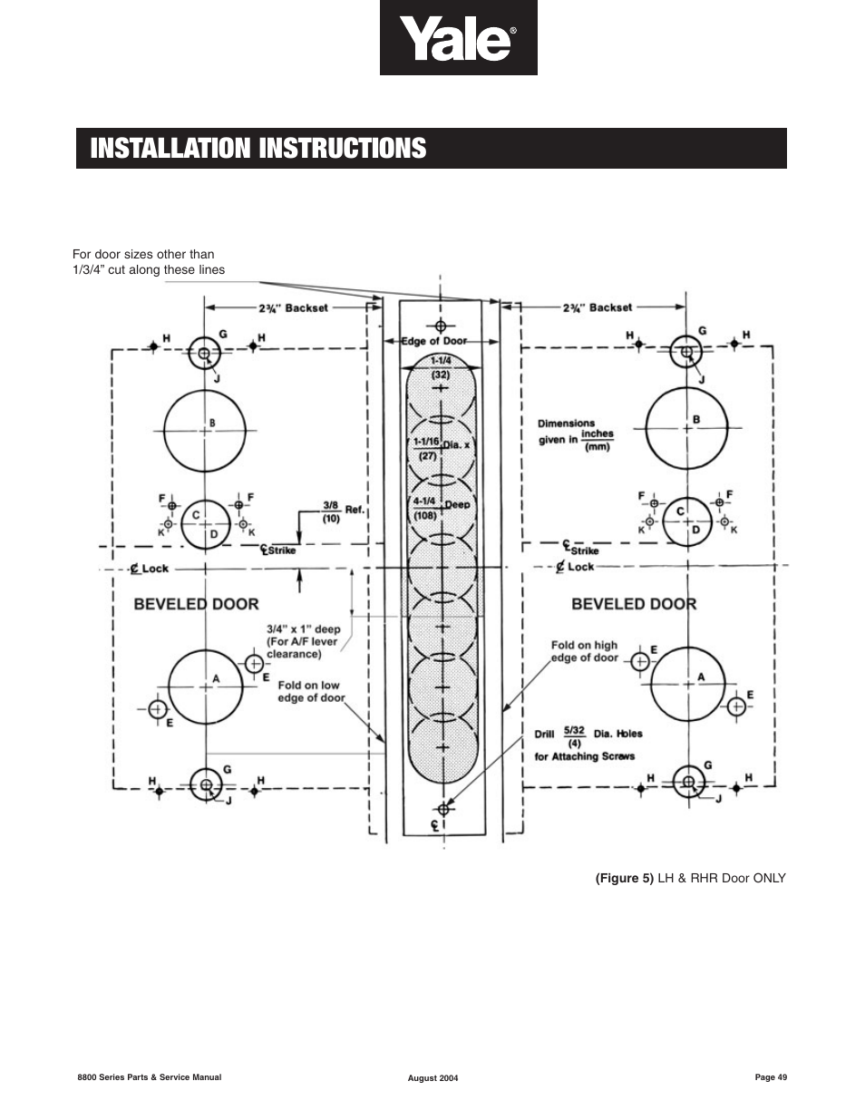 Installation instructions | Yale MORTISE 8800 SERIES User Manual | Page 49 / 54