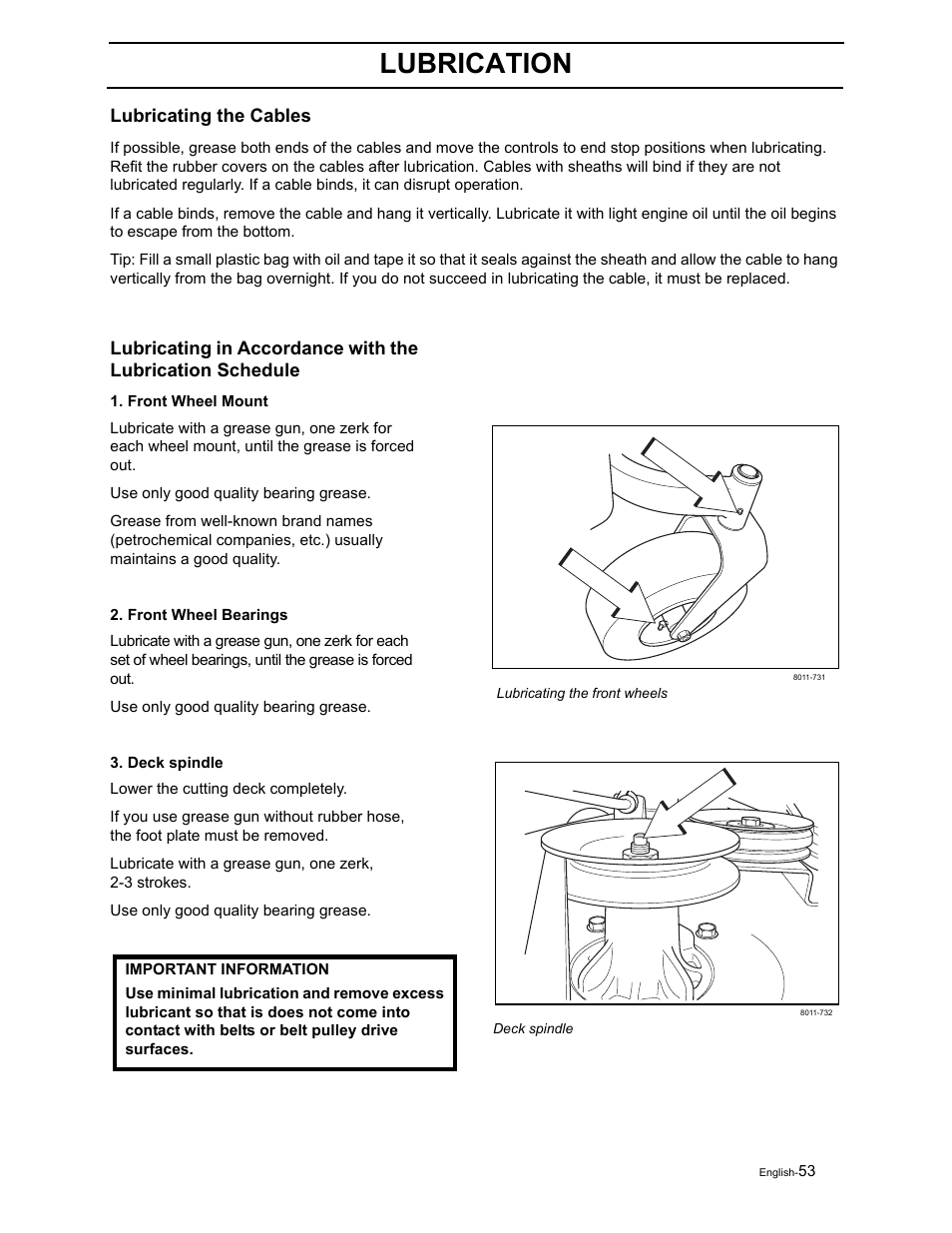 Lubrication | Yazoo/Kees ZEKW42170 User Manual | Page 55 / 80