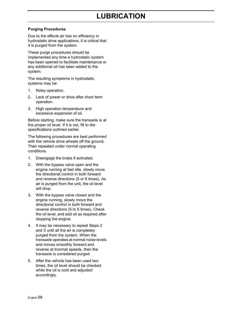 Lubrication | Yazoo/Kees ZEKW42170 User Manual | Page 60 / 80