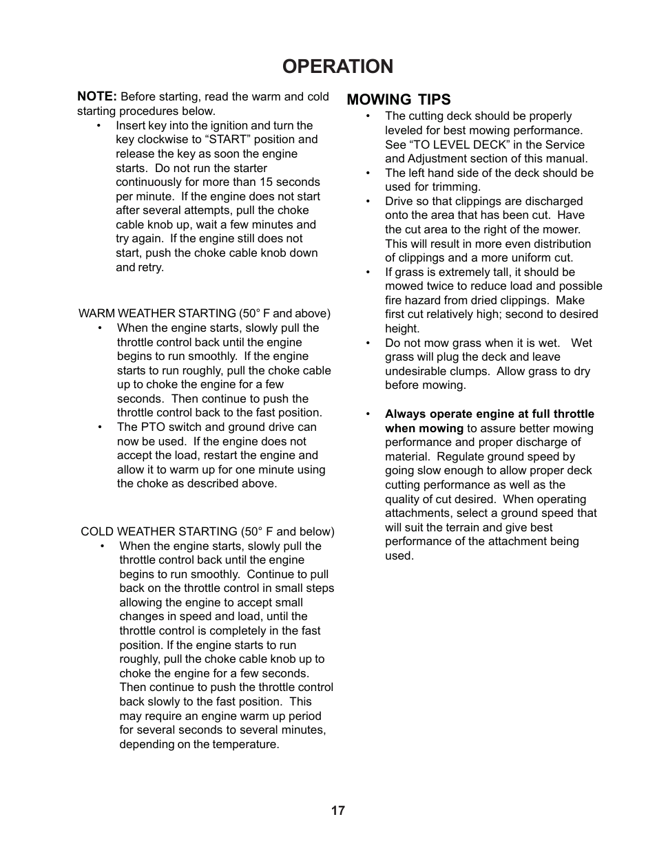 Operation | Yazoo/Kees ZCBI48180 User Manual | Page 17 / 34