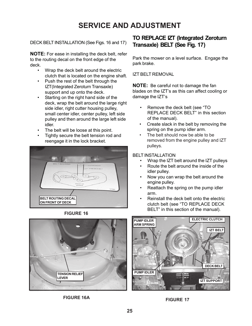 Service and adjustment | Yazoo/Kees ZCBI48180 User Manual | Page 25 / 34